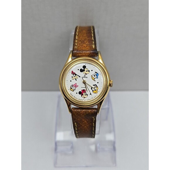 Rare Lorus Mickey & Pals Watch Gold Tone New Battery Leather Disney Characters main image 8